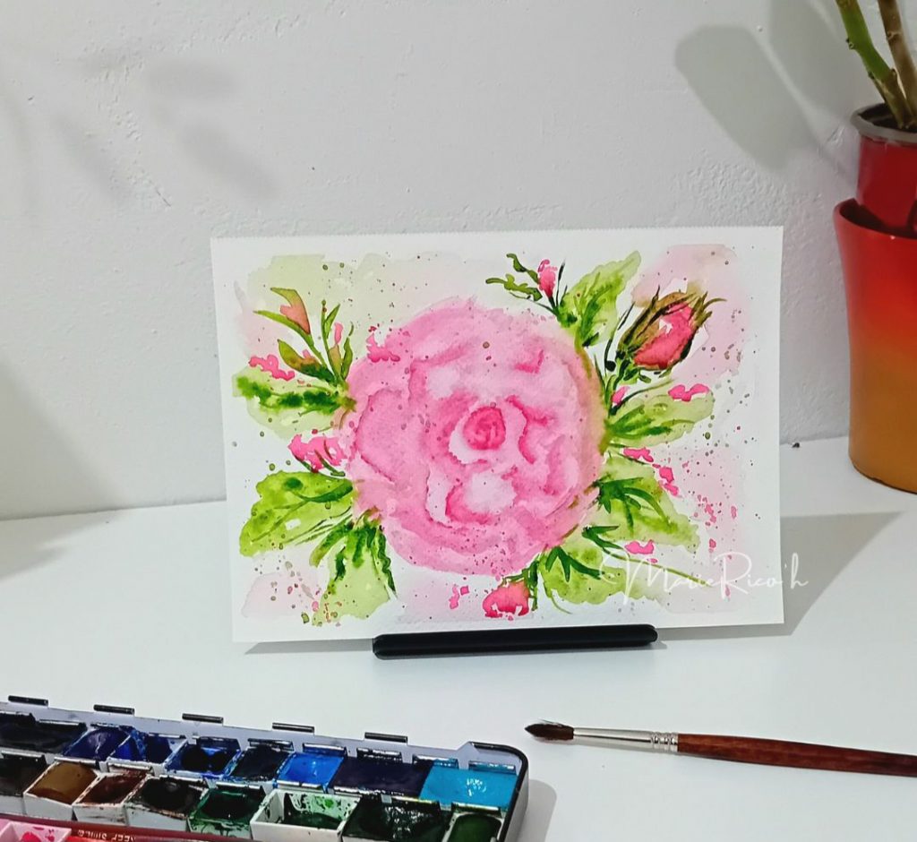 Ilustración botánica de ros en acuarela por MarieRico'h